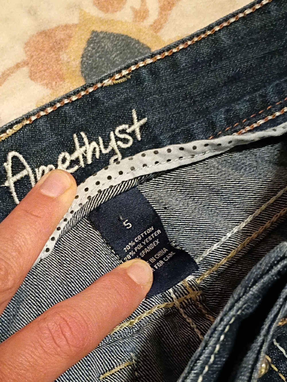 Amethyst Jeans Dark Blue Bootcut with Embroidered Back Pockets - Picture 4 of 8
